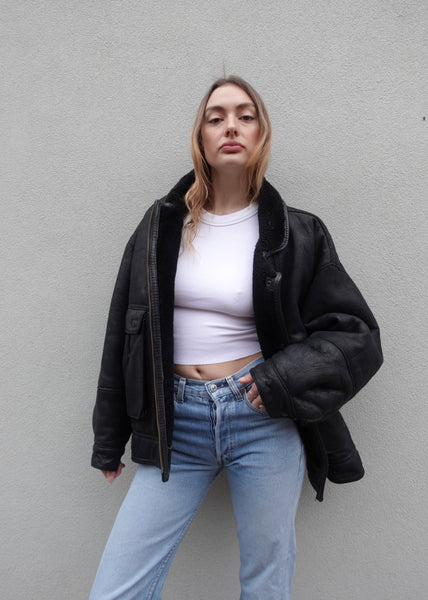 VINTAGE LEATHER SHEARLING JACKET