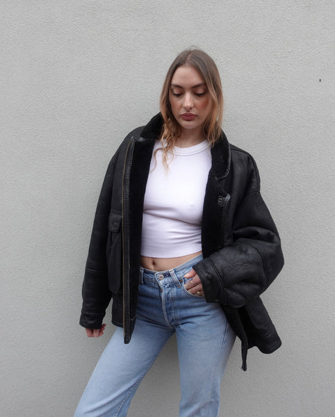 VINTAGE LEATHER SHEARLING JACKET