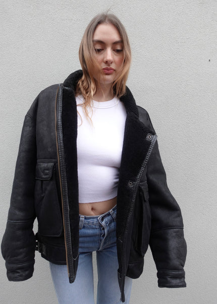 VINTAGE LEATHER SHEARLING JACKET