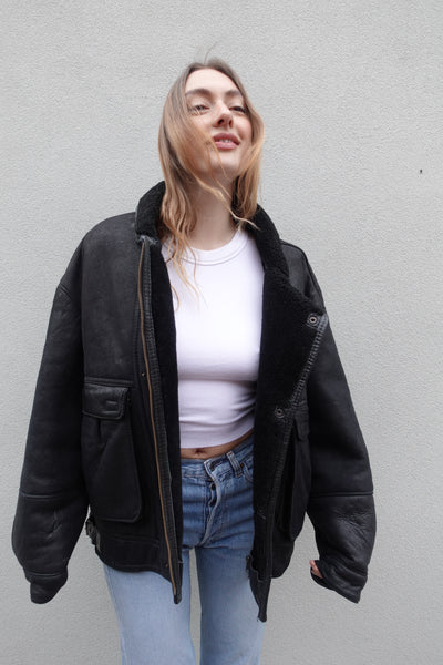 VINTAGE LEATHER SHEARLING JACKET