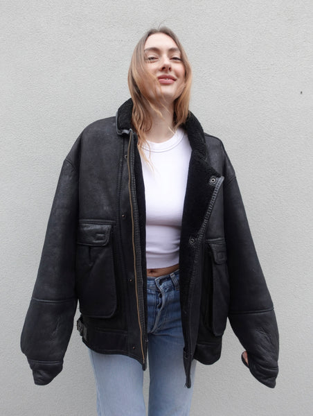 VINTAGE LEATHER SHEARLING JACKET