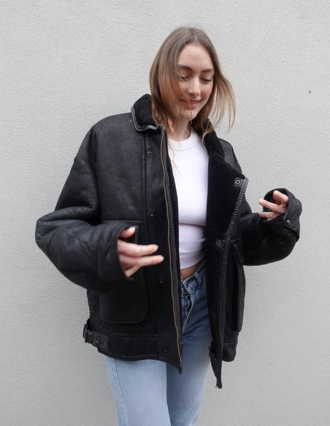 VINTAGE LEATHER SHEARLING JACKET