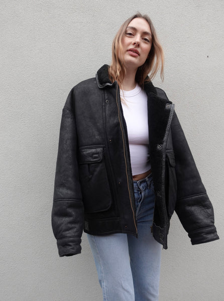 VINTAGE LEATHER SHEARLING JACKET