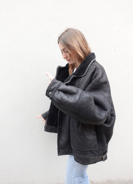 VINTAGE LEATHER SHEARLING JACKET