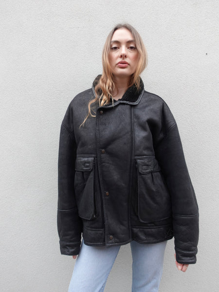 VINTAGE LEATHER SHEARLING JACKET