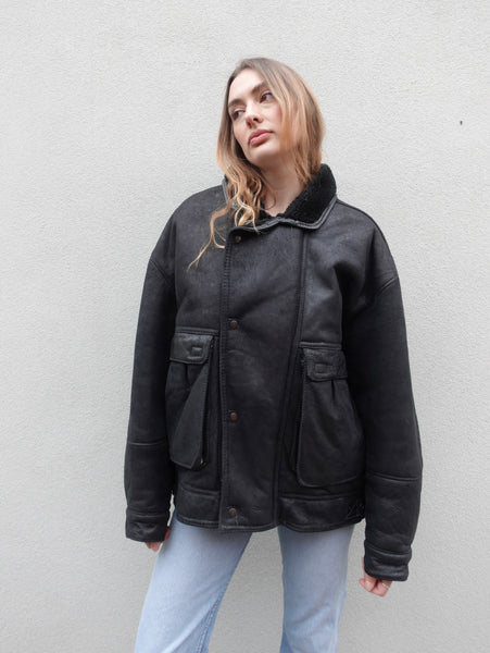 VINTAGE LEATHER SHEARLING JACKET