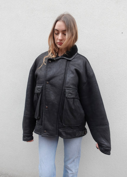 VINTAGE LEATHER SHEARLING JACKET