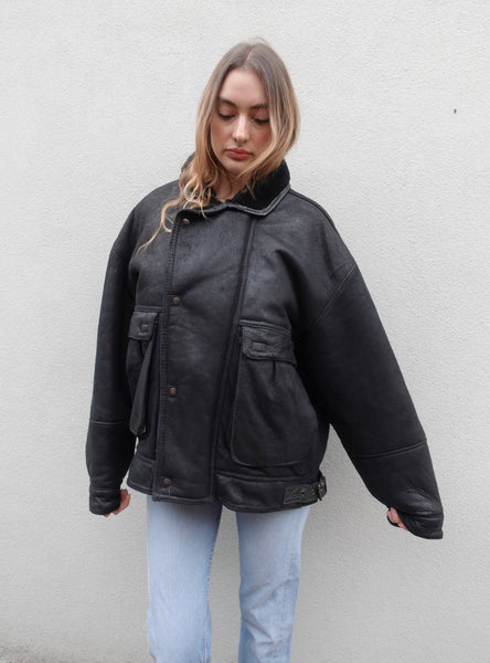 VINTAGE LEATHER SHEARLING JACKET