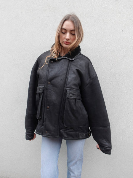 VINTAGE LEATHER SHEARLING JACKET