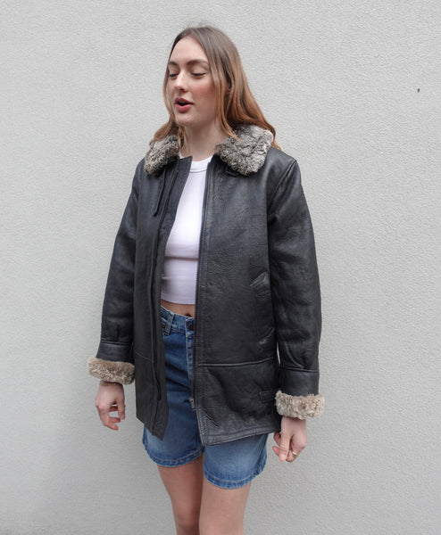 VINTAGE LEATHER SHEARLING JACKET