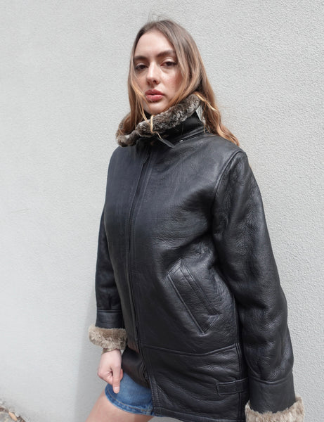 VINTAGE LEATHER SHEARLING JACKET