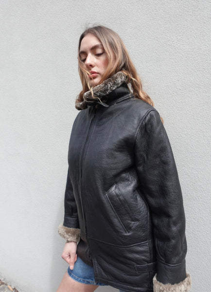 VINTAGE LEATHER SHEARLING JACKET