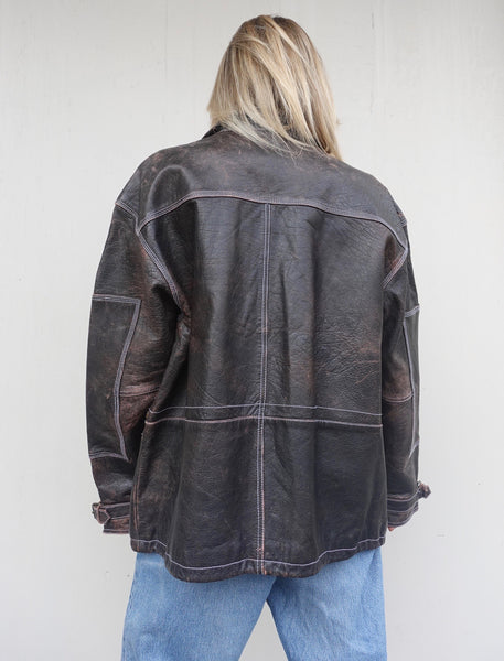 ジャケット/アウターVintage Distressed Leather Jacket ZSC