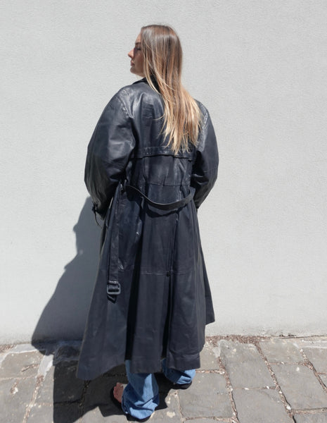 VINTAGE LEATHER TRENCH COAT