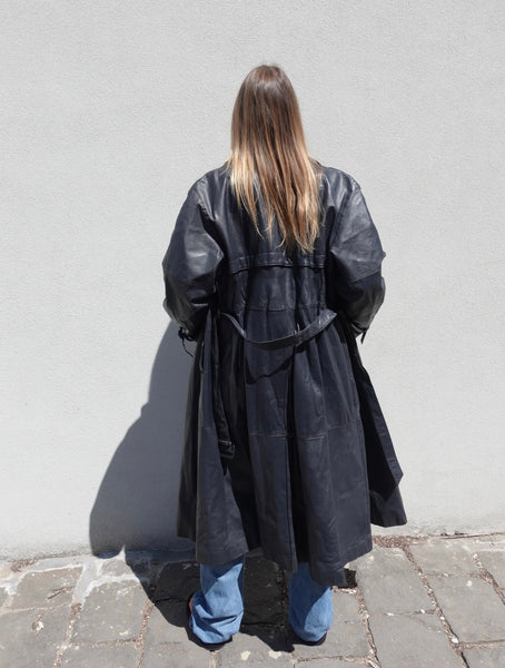 VINTAGE LEATHER TRENCH COAT