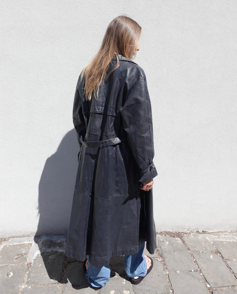 VINTAGE LEATHER TRENCH COAT