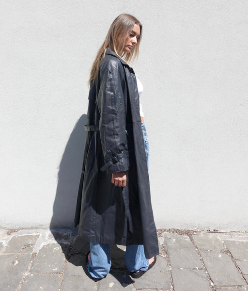 VINTAGE LEATHER TRENCH COAT