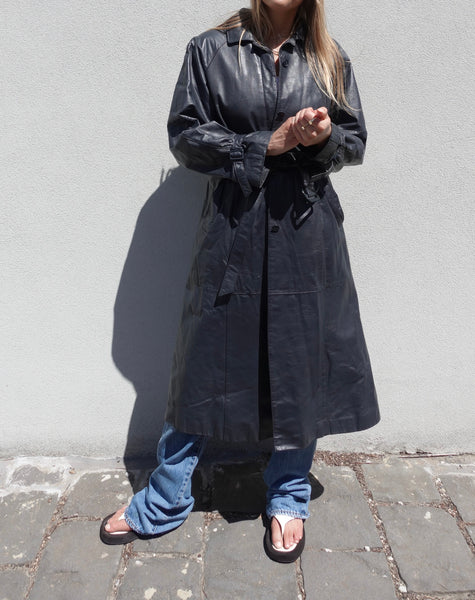 VINTAGE LEATHER TRENCH COAT