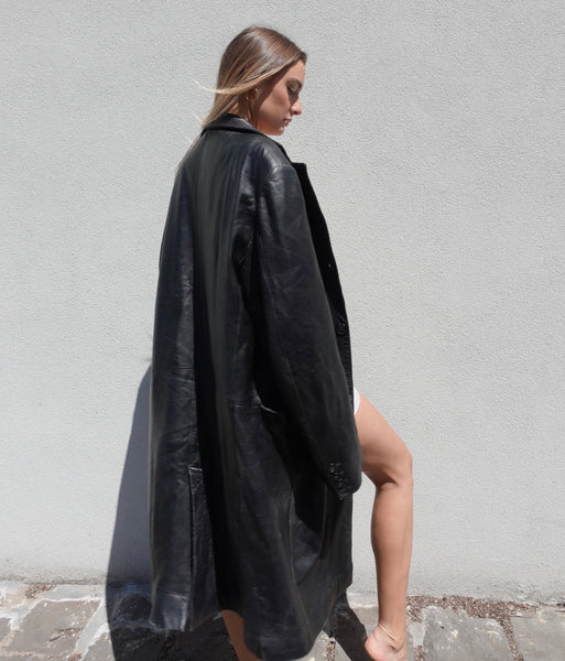 VINTAGE LEATHER BLAZER COAT