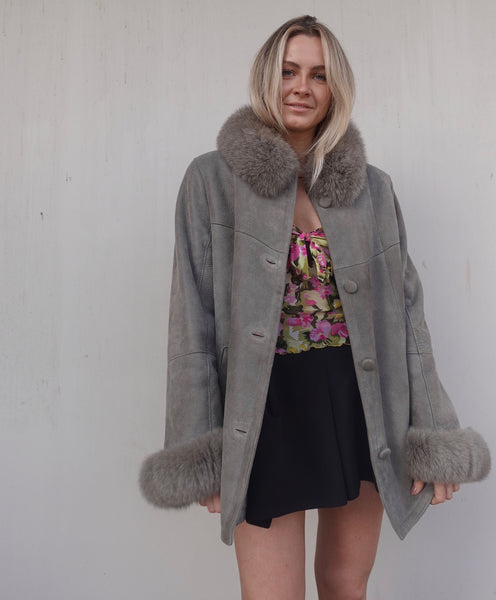 VINTAGE SUEDE SHEARLING COAT