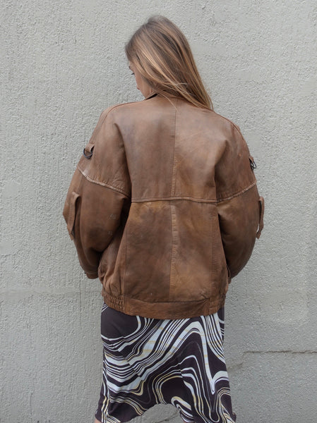 VINTAGE LEATHER BOMBER JACKET