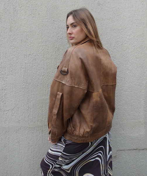 VINTAGE LEATHER BOMBER JACKET