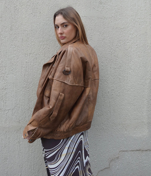 VINTAGE LEATHER BOMBER JACKET