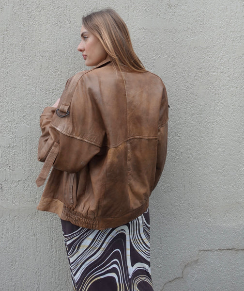 VINTAGE LEATHER BOMBER JACKET