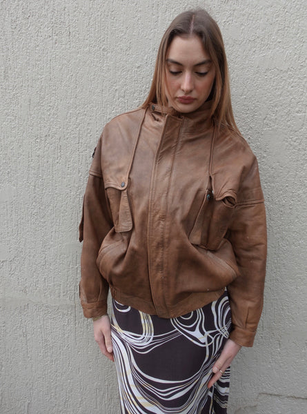 VINTAGE LEATHER BOMBER JACKET