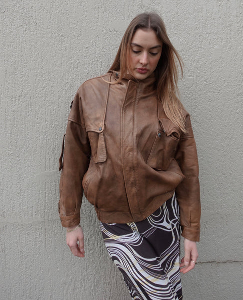 VINTAGE LEATHER BOMBER JACKET