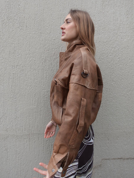 VINTAGE LEATHER BOMBER JACKET