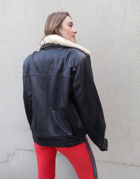 VINTAGE LEATHER SHEARLING BOMBER JACKET