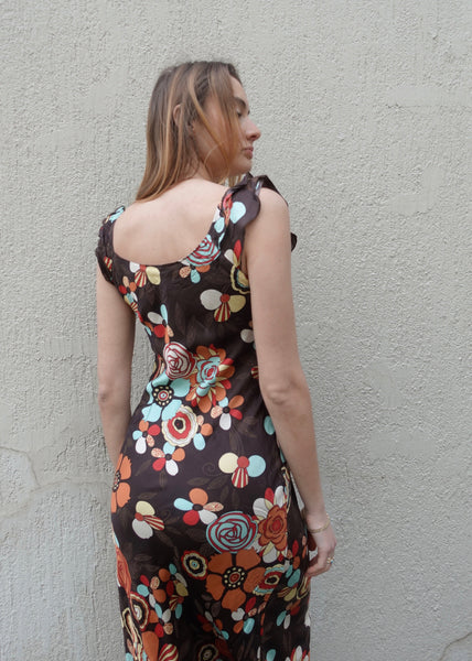 VINTAGE SILK FLORAL MAXI DRESS