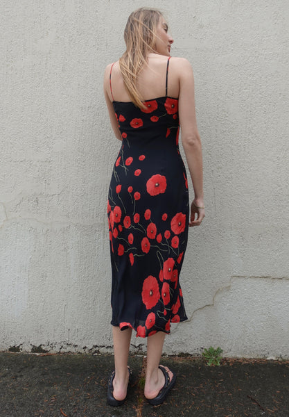 VINTAGE POPPY PRINT SLIP DRESS