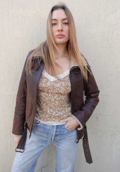 VINTAGE LEATHER SHEARLING FLIGHT JACKET