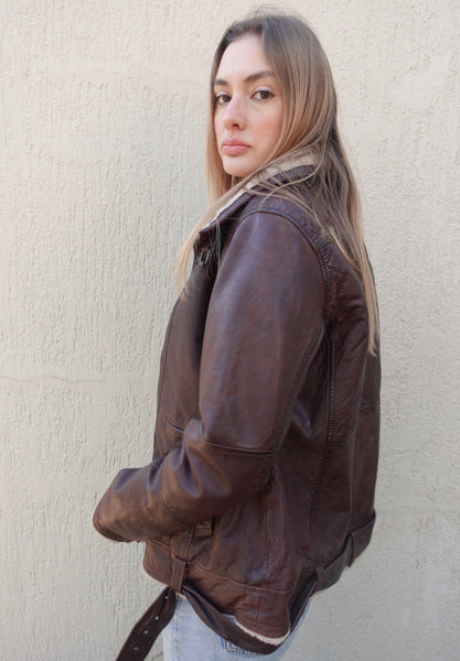 VINTAGE LEATHER SHEARLING FLIGHT JACKET