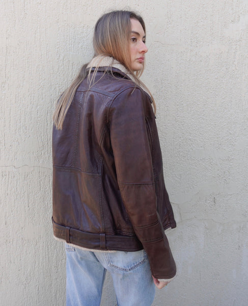 VINTAGE LEATHER SHEARLING FLIGHT JACKET