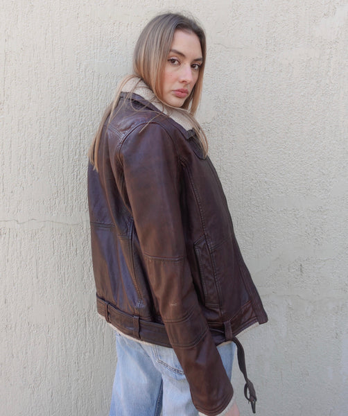 VINTAGE LEATHER SHEARLING FLIGHT JACKET