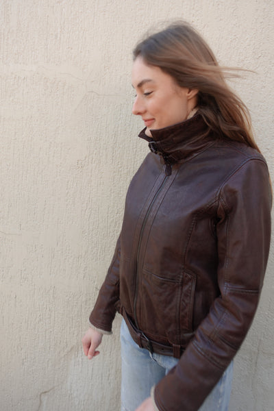 VINTAGE LEATHER SHEARLING FLIGHT JACKET