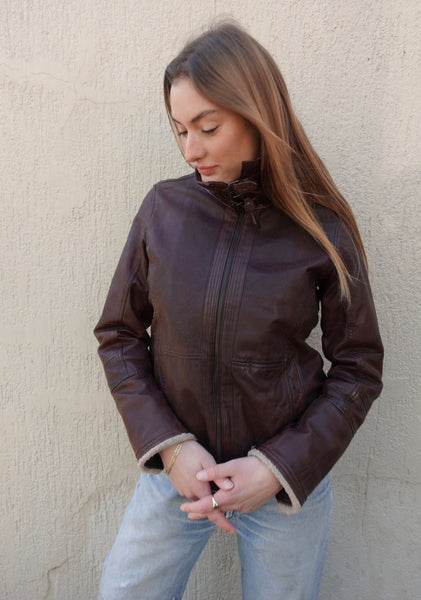 VINTAGE LEATHER SHEARLING FLIGHT JACKET