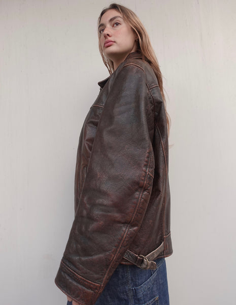VINTAGE LEATHER BIKER JACKET