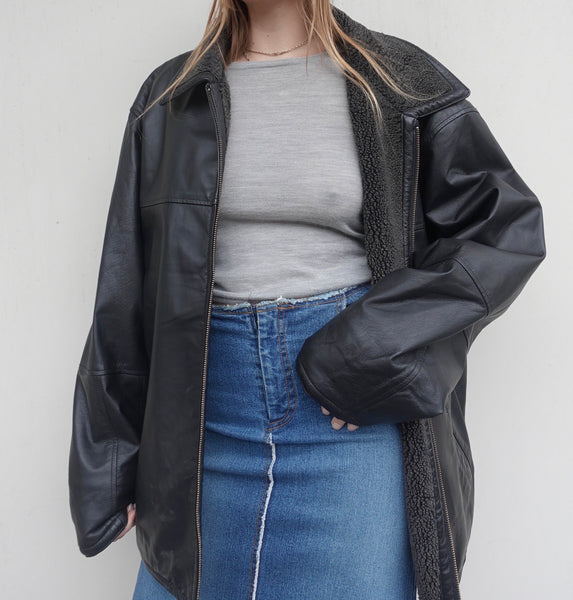 VINTAGE LEATHER SHEARLING JACKET