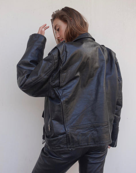 VINTAGE LEATHER BIKER JACKET