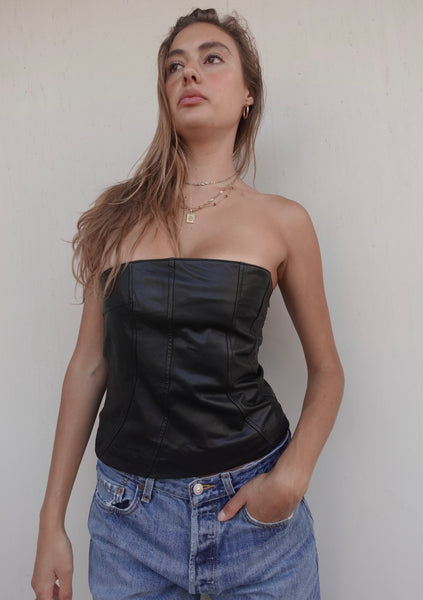 VINTAGE LEATHER BUSTIER TOP