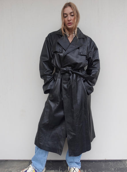 VINTAGE LEATHER TRENCH COAT