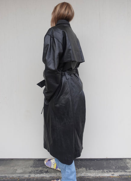 VINTAGE LEATHER TRENCH COAT