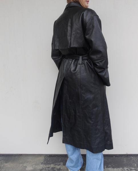VINTAGE LEATHER TRENCH COAT