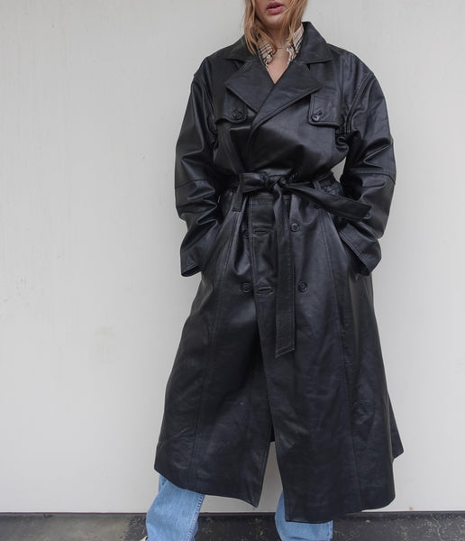 VINTAGE LEATHER TRENCH COAT