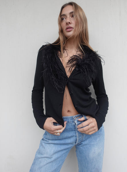 VINTAGE FEATHER KNIT CARDIGAN