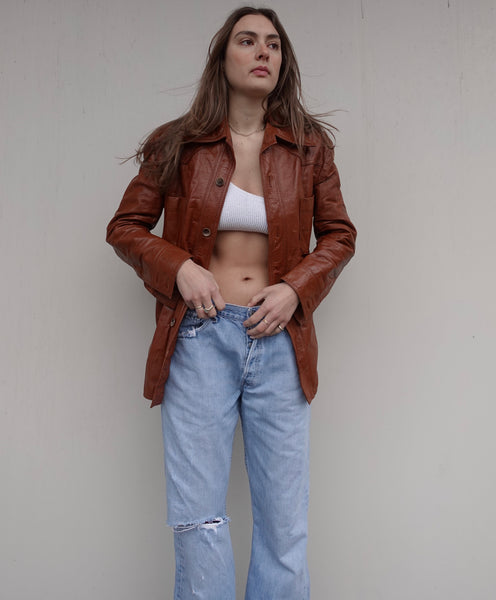VINTAGE RUST LEATHER SHIRT